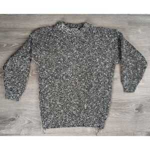 Vintage Arielle Chunky Knit Sweater Marled Black White Made in USA Women NO SIZE